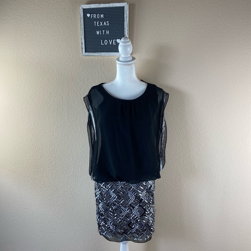 Aidan Mattox Black Beaded Dress Sz 2